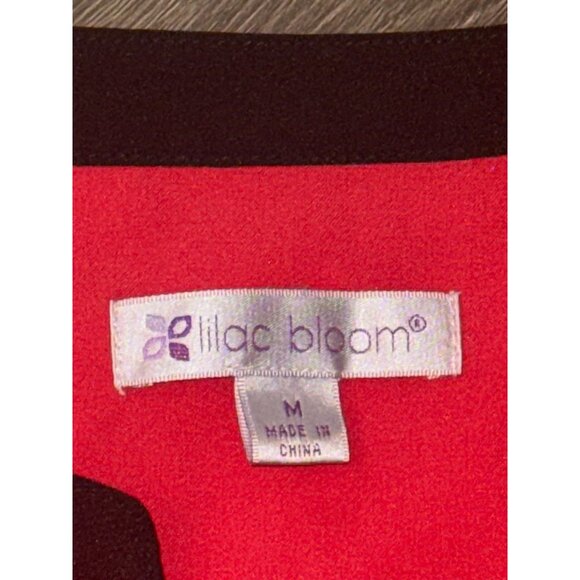 Lilac Bloom Womens 3/4 Sleeve Red Blouse With Black Trim & Button Accents Size M - Picture 2 of 8